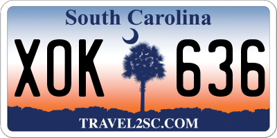 SC license plate XOK636