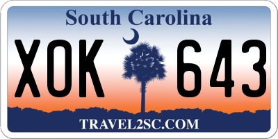 SC license plate XOK643