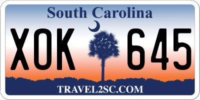 SC license plate XOK645