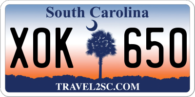 SC license plate XOK650