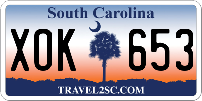 SC license plate XOK653