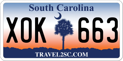 SC license plate XOK663