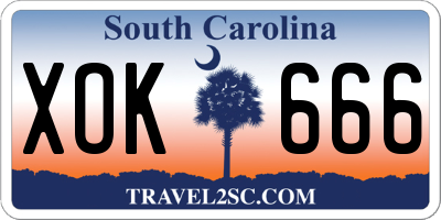 SC license plate XOK666