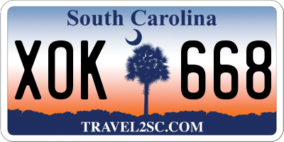 SC license plate XOK668