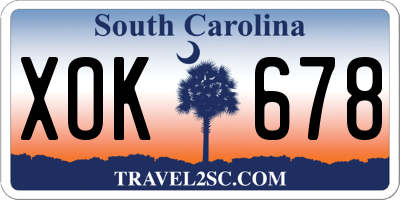 SC license plate XOK678