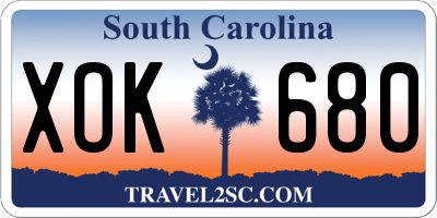 SC license plate XOK680