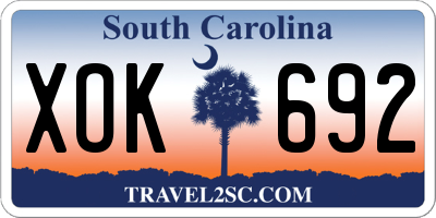 SC license plate XOK692