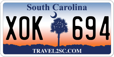 SC license plate XOK694