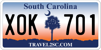 SC license plate XOK701