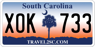 SC license plate XOK733