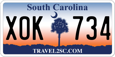 SC license plate XOK734