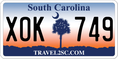 SC license plate XOK749
