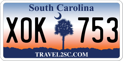 SC license plate XOK753