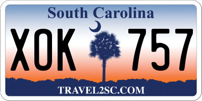 SC license plate XOK757
