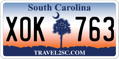 SC license plate XOK763