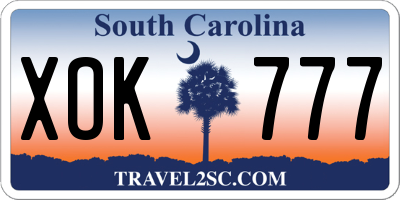 SC license plate XOK777