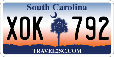 SC license plate XOK792