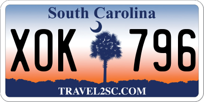 SC license plate XOK796