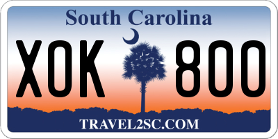 SC license plate XOK800