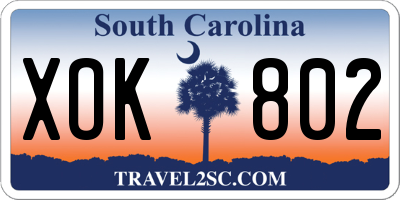 SC license plate XOK802