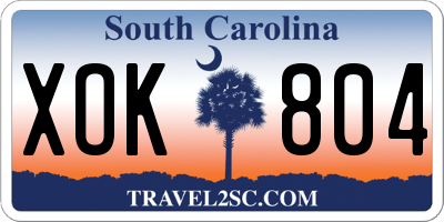 SC license plate XOK804