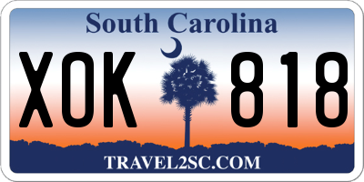 SC license plate XOK818