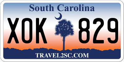 SC license plate XOK829