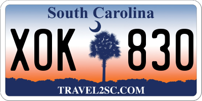 SC license plate XOK830