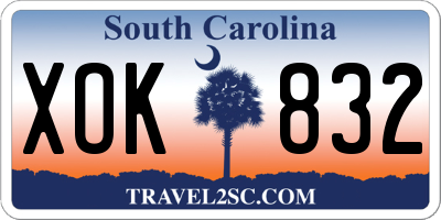 SC license plate XOK832