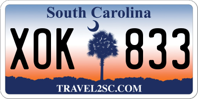 SC license plate XOK833