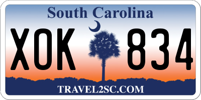 SC license plate XOK834