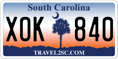 SC license plate XOK840