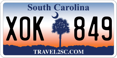 SC license plate XOK849