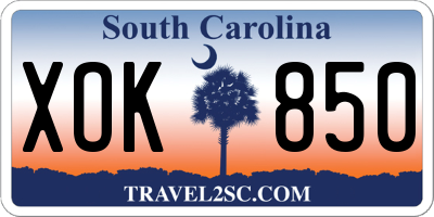 SC license plate XOK850
