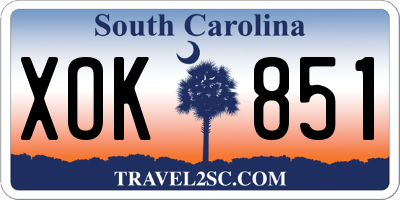 SC license plate XOK851
