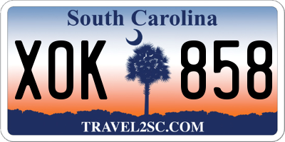 SC license plate XOK858