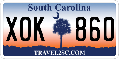 SC license plate XOK860