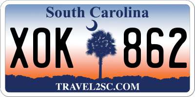 SC license plate XOK862