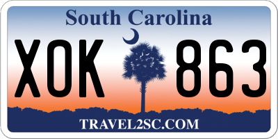 SC license plate XOK863