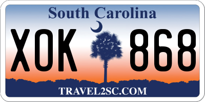 SC license plate XOK868
