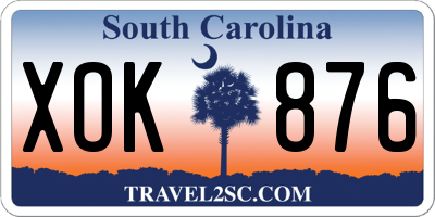 SC license plate XOK876
