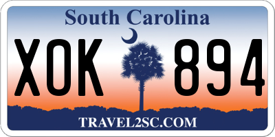SC license plate XOK894