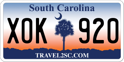 SC license plate XOK920