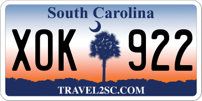 SC license plate XOK922