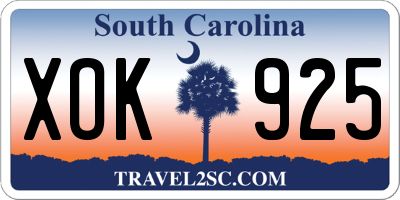 SC license plate XOK925