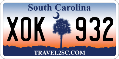 SC license plate XOK932