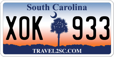 SC license plate XOK933