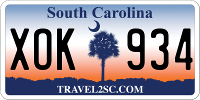 SC license plate XOK934