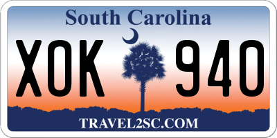 SC license plate XOK940