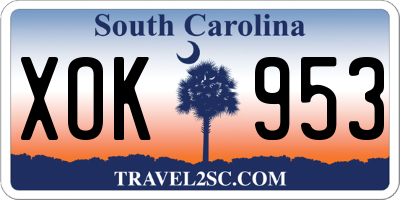 SC license plate XOK953